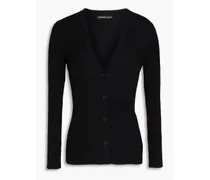 Ribbed linen-blend cardigan - Black