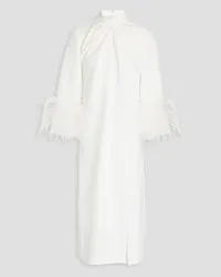 16ARLINGTON Fujiko feather-trimmed crepe midi dress - White White