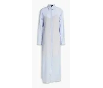 Crinkled cotton-voile midi shirt dress - Blue