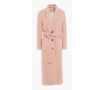 Belted wool-blend felt coat - Pink