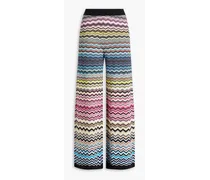 Crochet-knit wide-leg pants - Black