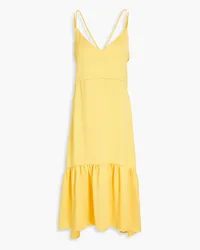 Claudie Pierlot Gathered satin midi dress - Yellow Yellow