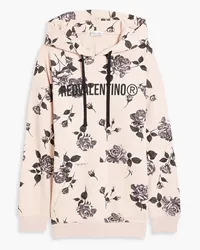 RED Valentino Printed French cotton-blend terry hoodie - Pink Pink