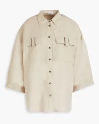 Brunello Cucinelli Bead-embellished linen and cotton-blend shirt - Neutral Neutral