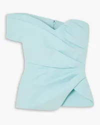 Safiyaa Jolee asymmetric ruched stretch-crepe top - Blue Blue