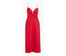 Jana cutout stretch-cotton poplin midi dress - Red