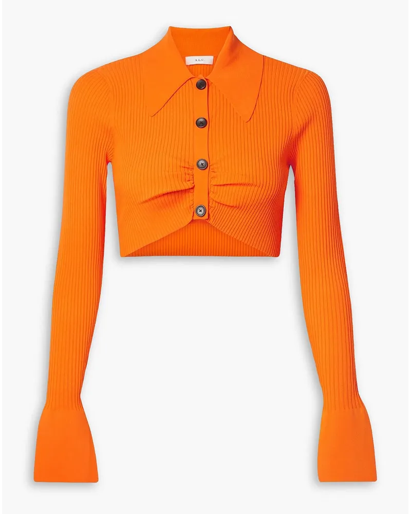 A.L.C. Ashlyn cropped ribbed-knit top - Orange Orange