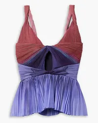 Altuzarra Minoa twisted cutout tie-dyed plissé-crepe de chine top - Purple Purple