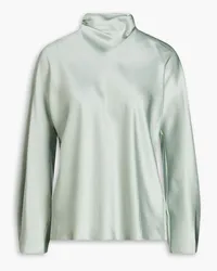 Vince Silk-satin crepe turtleneck top - Green Green