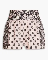 RED Valentino Gathered printed shell shorts - Pink Pink