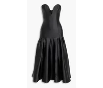 Lumo strapless fluted satin gown - Black