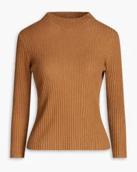 Vince Ribbed cashmere and silk-blend turtleneck sweater - Brown Brown