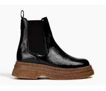 Patent textured-leather platform Chelsea boots - Black