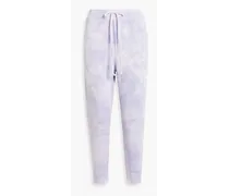 Nolan cropped tie-dyed French cotton-terry track pants - Purple