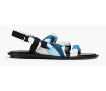 Printed satin slingback sandals - Blue