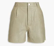 Croc-effect leather shorts - Green