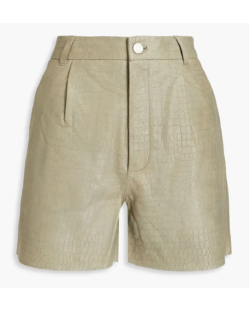 Gestuz Croc-effect leather shorts - Green Green