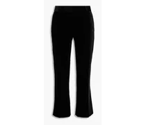 Le Crop Mini Boot cropped cotton-blend velvet bootcut pants - Black