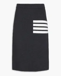 Thom Browne Striped waffle-knit pencil skirt - Gray Gray