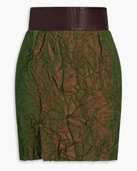 Officine Generale Kaia leather-paneled crinkled twill mini skirt - Green Green