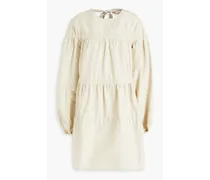 Gathered cotton and silk-blend faille mini dress - White