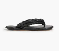 Quilted leather flip flops - Black