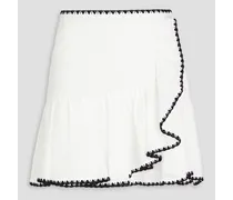 Ruffled cotton-mousseline mini skirt - White