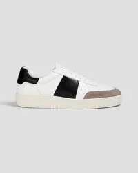 Sandro Suede-trimmed leather sneakers - White White