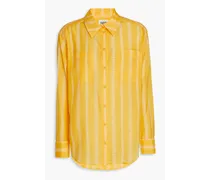 Printed cotton and silk-blend voile shirt - Yellow