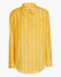 Claudie Pierlot Printed cotton and silk-blend voile shirt - Yellow Yellow