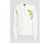 Embroidered French cotton-terry half-zip sweatshirt - White