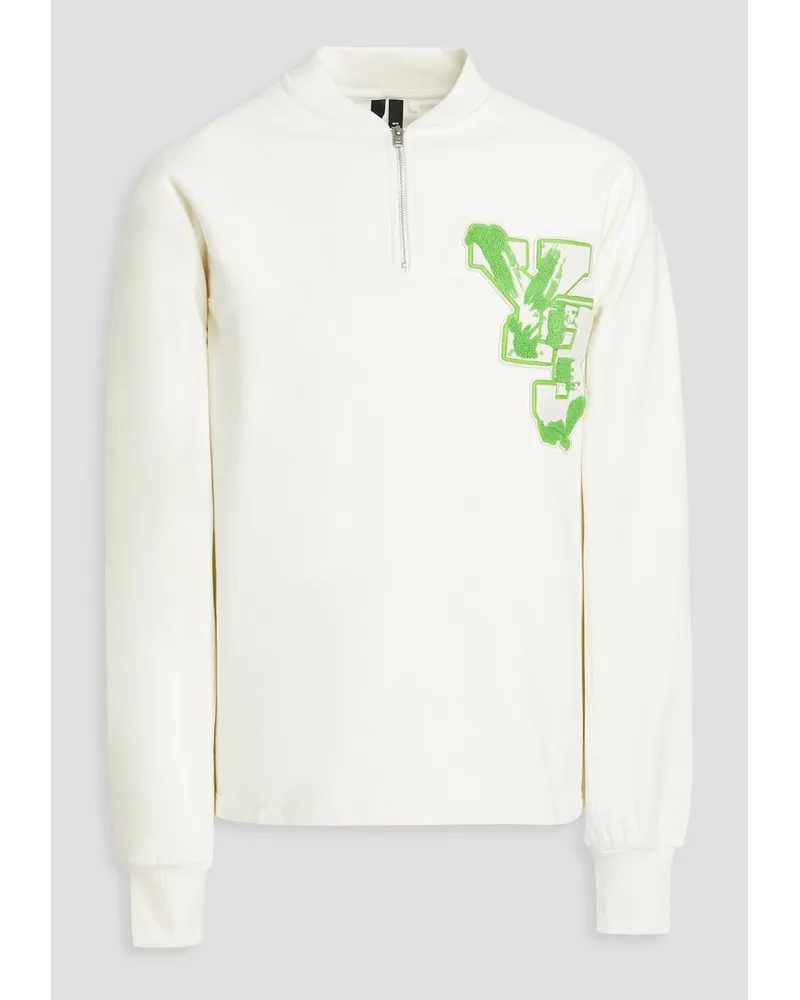 Y-3 Embroidered French cotton-terry half-zip sweatshirt - White White
