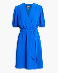 DKNY Wrap-effect crinkled woven mini dress - Blue Blue