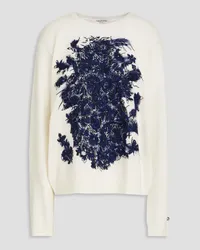 Valentino Garavani Embroidered wool and cashmere-blend sweater - White White