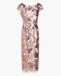 Marchesa Embellished tulle midi dress - Pink Pink