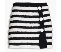 Button-embellished striped knitted mini skirt - Black
