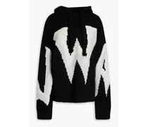 Intarsia wool hoodie - Black