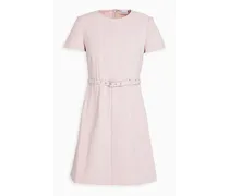 Belted pintucked stretch-crepe mini dress - Pink