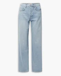 GRLFRND Brooklyn distressed high-rise straight-leg jeans - Blue Blue