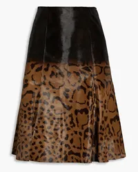 Ferragamo Pleated dégradé leopard-print calf hair skirt - Animal print Animal