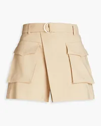 Maje Belted wrap-effect linen shorts - Neutral Neutral