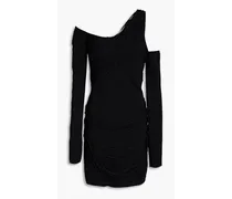 Alora cutout fringed knitted mini dress - Black