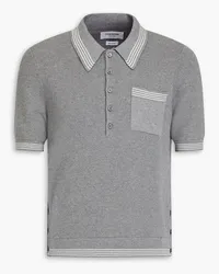 Thom Browne Waffle-knit cotton polo shirt - Gray Gray