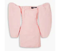 Off-the-shoulder gathered taffeta mini dress - Pink