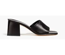 Whipstitched leather mules - Black
