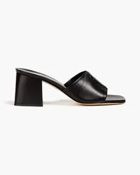 Elleme Whipstitched leather mules - Black Black