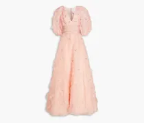 Floral-appliquéd silk-organza gown - Pink