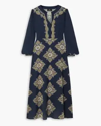 Etro Printed crepe de chine midi dress - Blue Blue