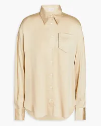 Brunello Cucinelli Bead-embellished stretch-silk satin shirt - Metallic Metallic