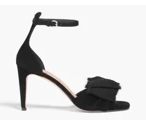 Bow-embellished suede sandals - Black